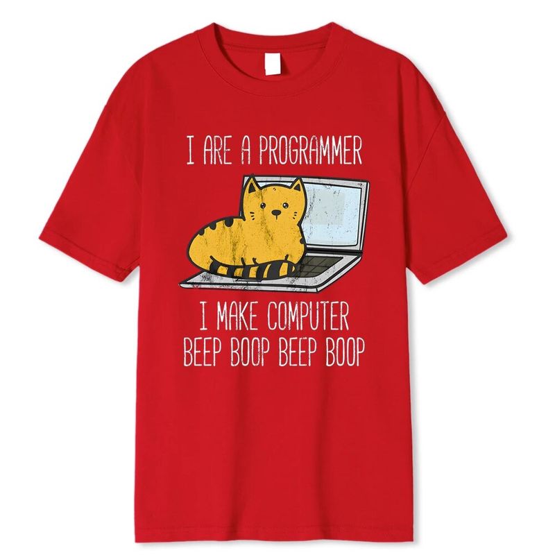 Bin Programmierer, mache ich Computer, Beep Boop, männliches T-Shirt, modischer Aufdruck, T-Shirt in Übergröße, Sommer-Baumwollkleidung_voghion.com