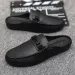 Leather Men Half Slippers Summer Breathable Mens Casual Shoes Slip-on Lazy Driving Shoes Comfortable Walking Loafers Moccasins_voghion.com