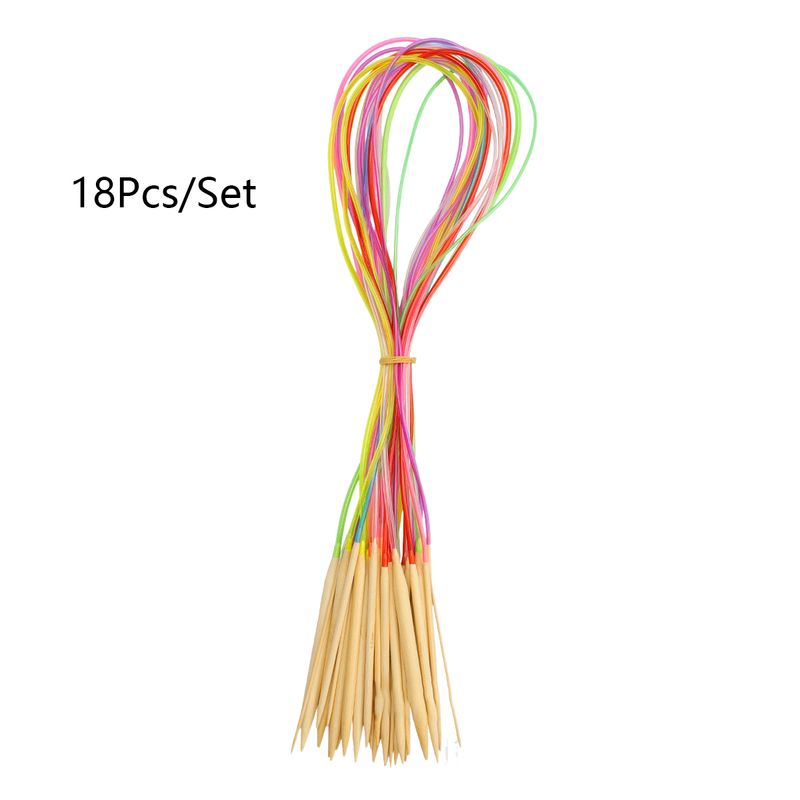 18pcs/Set Sweater Needle Ring Needle Color Tube Carbonized Double Pointed Bamboo Woolen Needle 80cm_voghion.com