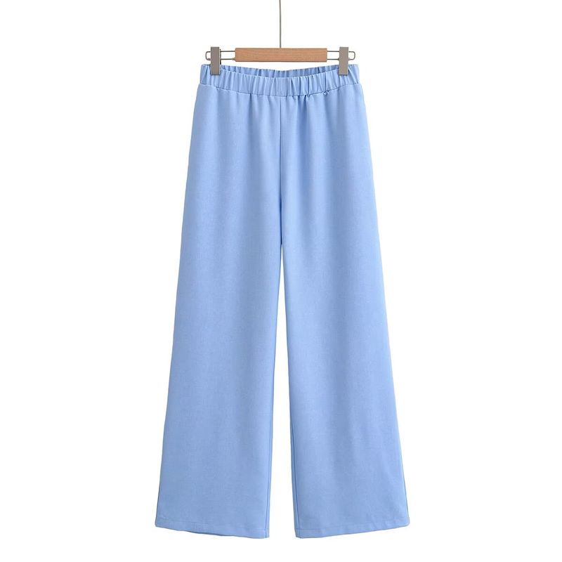 Damenbekleidung V-Ausschnitt Taille Kurzarm Jagdhemd Plisseehose mit hoher Taille_voghion.com