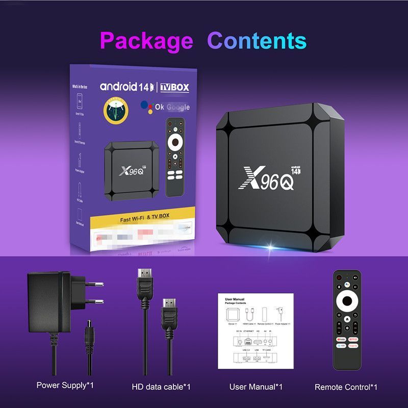 Smart X96Q TV Box – RK3518, Android 14.0, Quad-Core, 4K UHD, WiFi6, BT, USB3.0_voghion.com