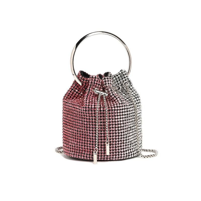 Classic Diamond Bag Women's Dinner Bag Gradually Changes Color, High Grade Tassel Bag, Handheld Bag with Full Diamond Texture, Handheld Bucket Bag_voghion.com