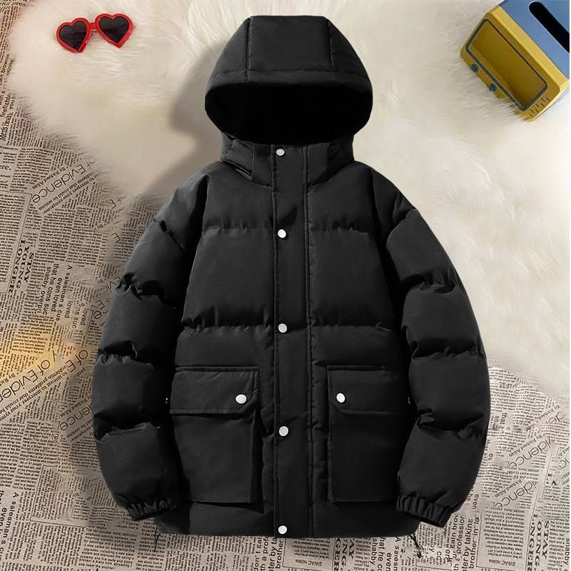 Men's Clothing ​​men's Casual Hooded Puffer Jacket - Oversized Winter Coat With Printed Design_voghion.com