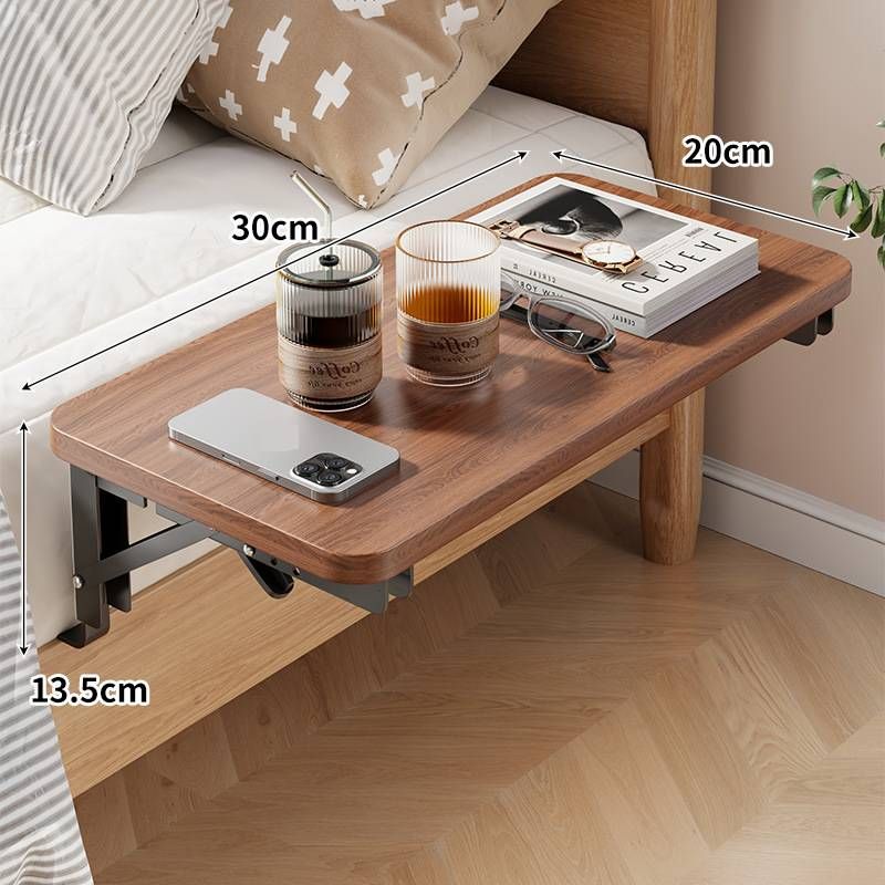 Moderner, klappbarer Nachttisch – Nachttisch in Massivholzoptik mit Ablagefläche für das Schlafzimmer (Walnuss/Naturholz)_voghion.com