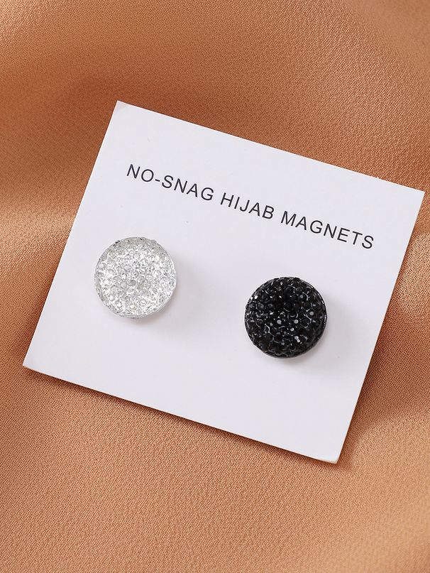 Elegant Resin Magnetic Hijab Pin With Rhinestones - Secure & Stylish Headscarf Accessory For Women (Set Of 2)_voghion.com