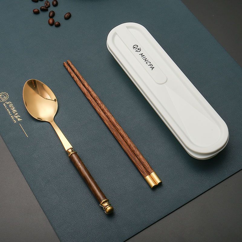 Tableware Wooden Chopsticks For Students And Office Workers Portable Three-Piece Restaurant Steak Knife Fork Spoon Set_voghion.com