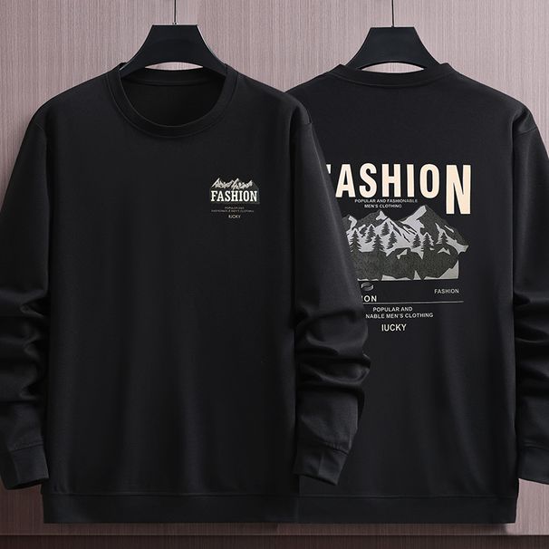 Vīriešu apģērbs Plus izmēra burtu apdrukas džemperis jaka vīriešiem pavasara un rudens apaļa kakla garām piedurknēm T-krekls vīriešiem resni ikdienas vaļīgi topi_voghion.com