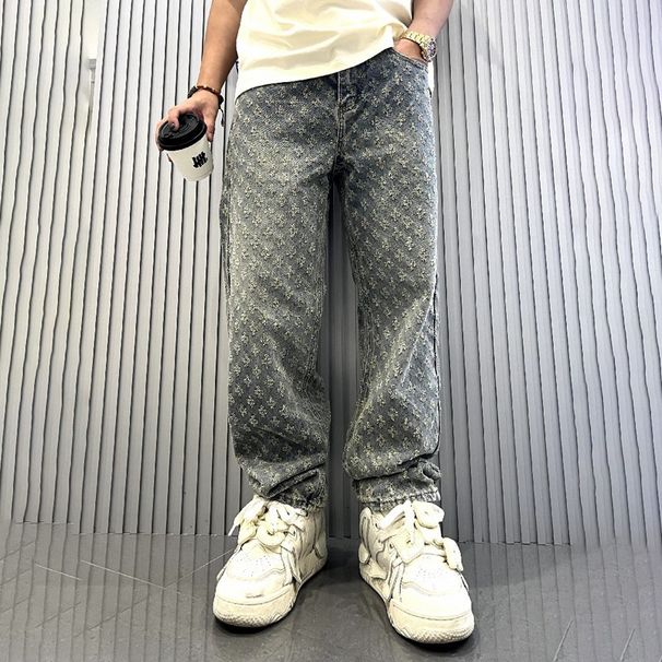 Männer Kleeder Drécken High Street Moudemark Ins Design Jeans loose riichtaus gewäsch Wide Leg Long Hosen_voghion.com