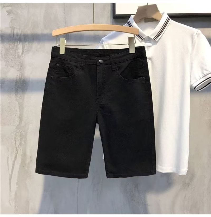 Vêtements pour hommes Shorts blancs Tendance Décontracté Polyvalent Jeans Slim Shorts fins élastiques_voghion.com