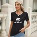 T-shirts imprimés à manches chauve-souris et col rond pour femme_voghion.com