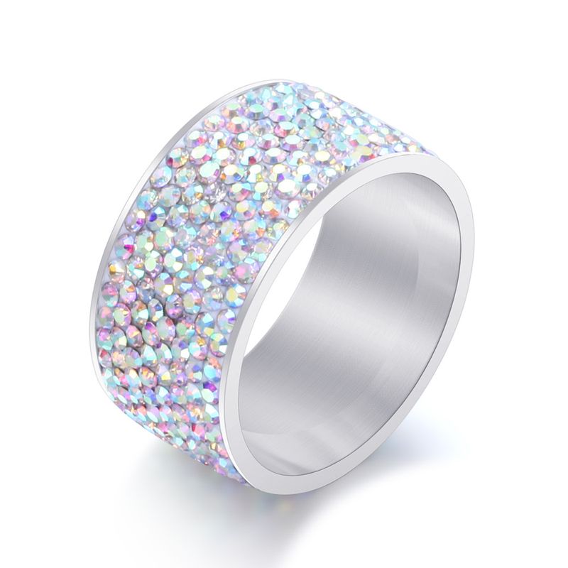Anello da uomo in titanio con diamanti intarsiati, versatile e alla moda, 8 file con diamanti, in acciaio inossidabile, da 12 mm_voghion.com