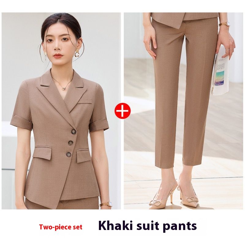 Blue Short Sleeved Professional Suit Women's Summer New Style Hotel Front Desk Manager Workwear Jewelry Store_voghion.com