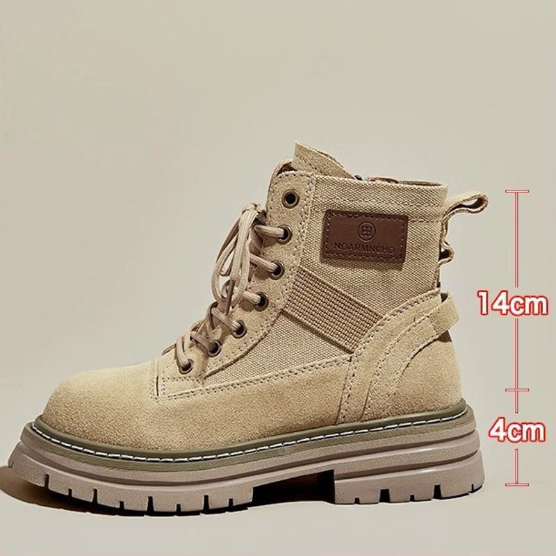 Nubuck Lieder Martin Stiefel fir Fraen 2025 nei Hierscht waarme Stil Retro Aarbechtsstiefel kuerz Stiefel décke Sole déi net geschloe kënne ginn Rubarb Stiefel_voghion.com