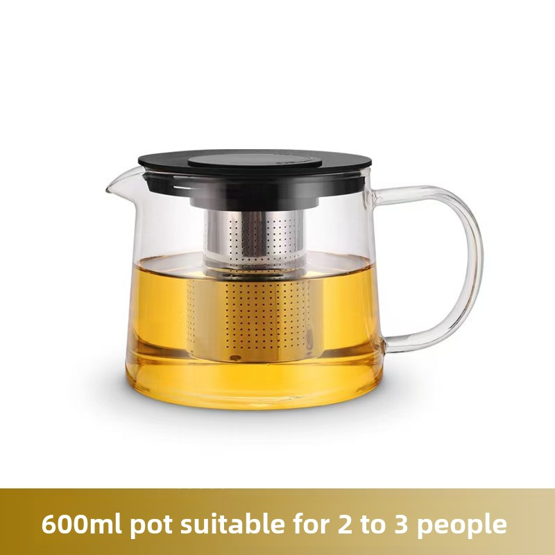 Teekannen-Set aus Glas mit Edelstahlfilter – 600 ml/1000 ml/1500 ml, hitzebeständiges Borosilikat, moderner minimalistischer Stil – ideal für Tee, Kaffee und Geschenke_voghion.com