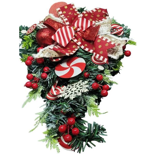 Albero di Natale invertito, decorazione da parete con albero invertito, caramelle di Natale, porta di Natale appesa_voghion.com