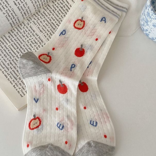 Women's Spring And Summer Thin Mesh Breathable Mid-calf Cartoon Puppy Cute Letters Padded Women's Socks_voghion.com