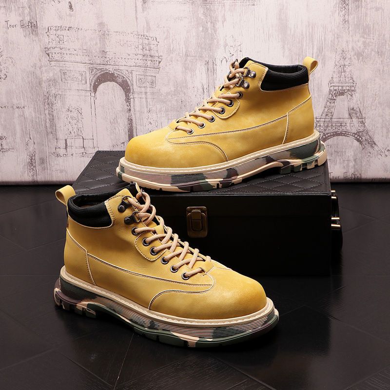 Stivali Martin Stivali da uomo alti stile britannico Ins Stivali corti medi Stivali da lavoro Scarpe da uomo autunnali e invernali Aumentano gli stivali da deserto casual_voghion.com