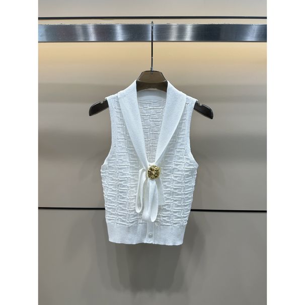 2025 Sommer im neuen Stil FEN Brief verstecktes Muster gestrickte ärmellose Pulloverweste Slim Fit vielseitiges Damenoberteil_voghion.com