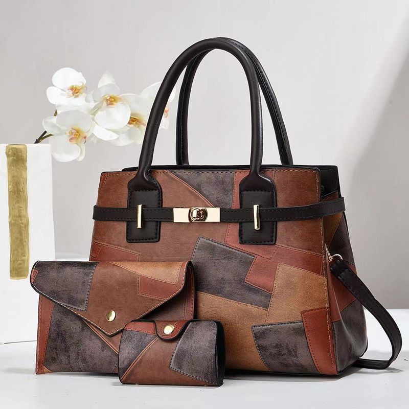 Damentaschen Dreiteilige Mutter-Kind-Tasche Handtasche Spleißen Große Kapazität Damen Schulter Messenger Bag Pendler Handtaschen_voghion.com