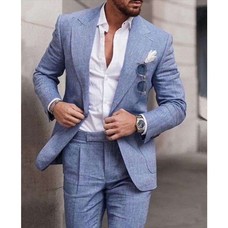 Suit set, two-piece, two button, jacket, men's suit_voghion.com