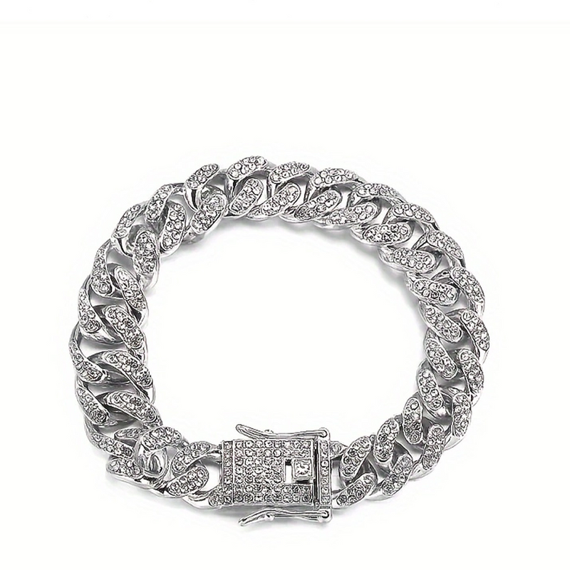 Suits Fashion Brand Full Diamond Necklace Jewelry Men Hip Hop Cuban Chain Men's Bracelet_voghion.com