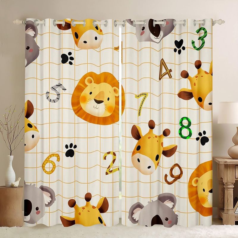 Cute Giraffe Darkening Dreapes Cute Animals Theme Curtains For Bedroom Living Room Zoo Animal Blackout Curtains Women Men Wildlife Window Treatments_voghion.com