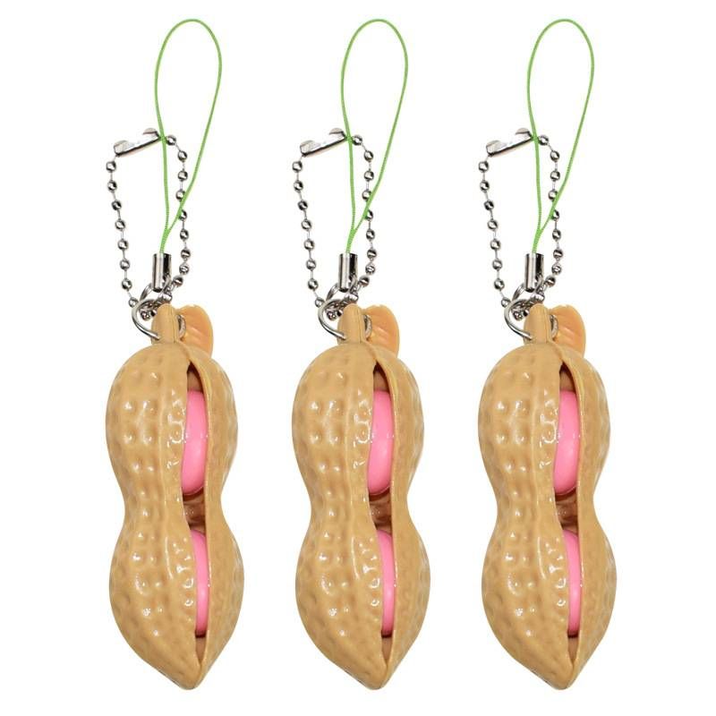 6PCS Squeeze Bean Keychain Fidget Toys Pack For Both Children And Adult (3pcs Pea & 3pcs Peanut)_voghion.com