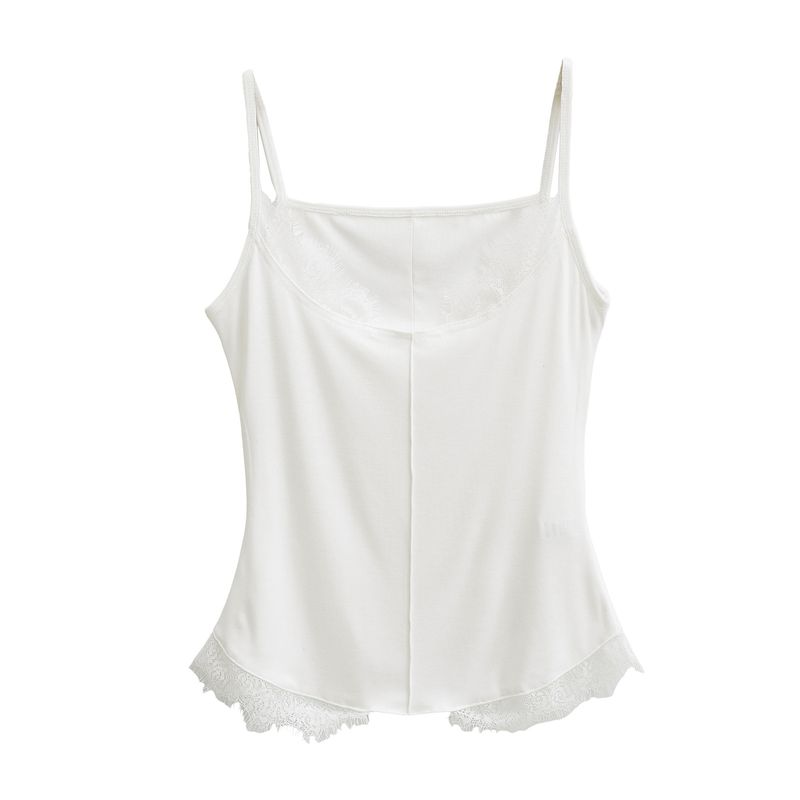 Damenbekleidung Sommer Hot Girl Sexy Slim Lace Edge Rundhals-Unterhemd Weiblich Pure Desire Enges ärmelloses Top Weste_voghion.com