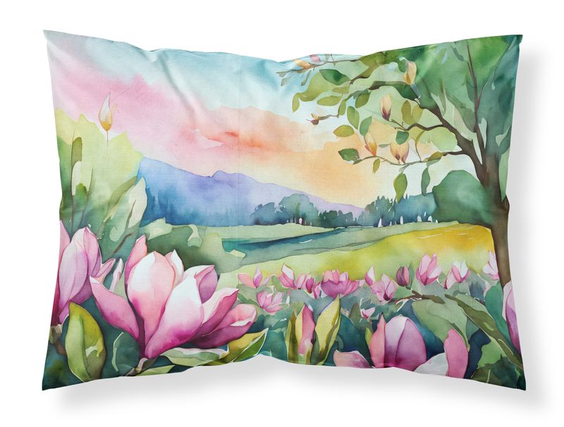 Louisiana Magnolias in Watercolor Standard Pillowcase Lightweight Super Soft Easy Care Decorative Artwork Pillowcase, Standard_voghion.com