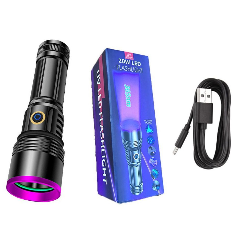 High Power lommelygte 20wuv sort spejl smykker Fluorescerende Anti-forfalskning Detection 365nm lilla lys lampe_voghion.com