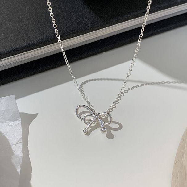 Collana con nodo a farfalla in argento da donna, stile Ins, temperamento semplice e dolce, design di alta qualità, regalo squisito per_voghion.com