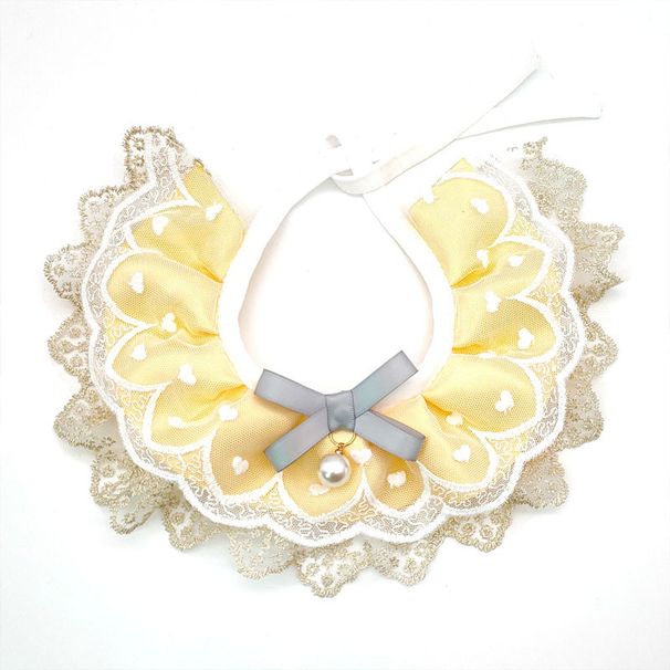 Pet Accessories Drool Towel Cat Bib Lace Pearl Pendant Dog Collar Neckband Adjustable_voghion.com