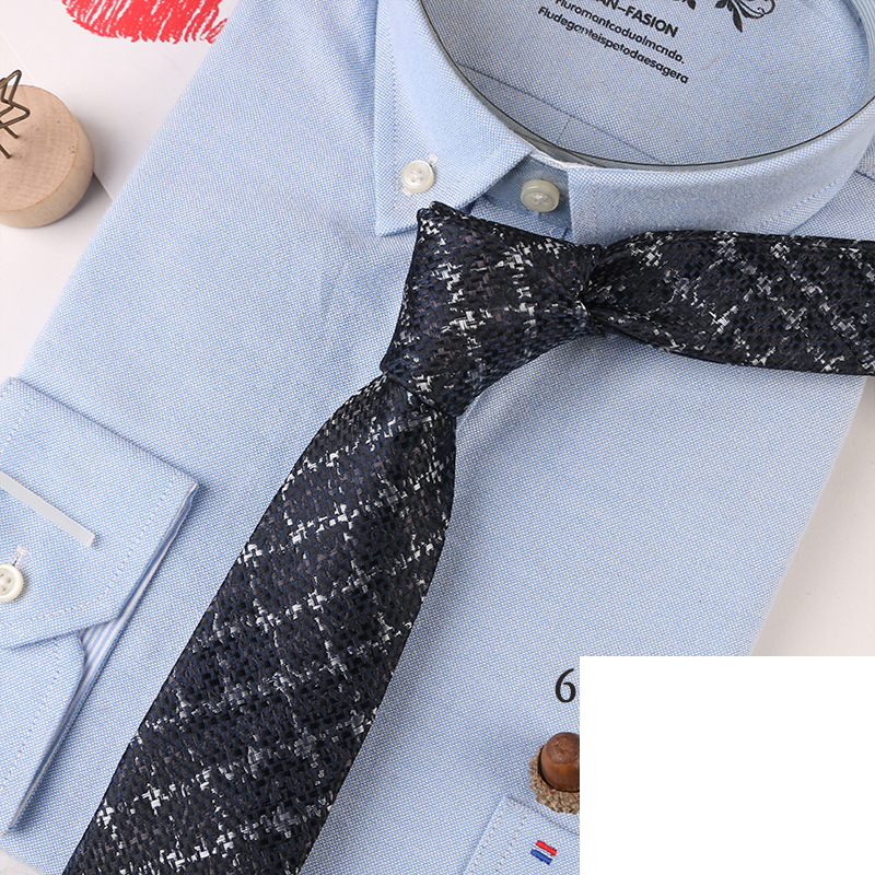Men's Korean style polyester silk jacquard 6cm narrow version striped solid color formal wear professional casual trend factory direct supply_voghion.com