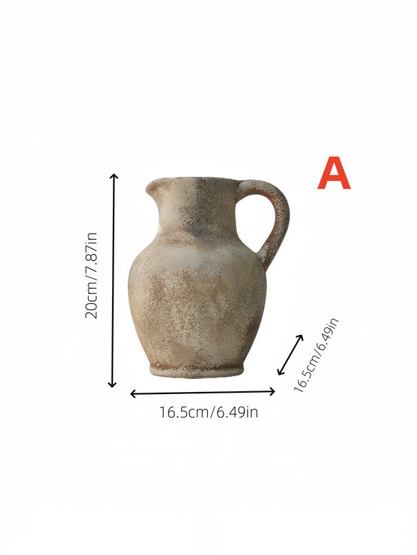 1pc Vintage-style Ceramic Vase With Handle, Wine Bottle Shape, Suitable For Holding Water, Flowers, And As A Decorative Vase For Flower Arrangement_voghion.com