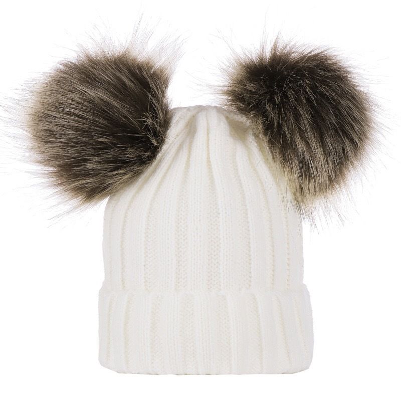 Autunno e inverno, modelli genitore-figlio da donna, cappelli di lana lavorati a maglia, cappelli a doppia palla di pelo, cappelli pullover_voghion.com