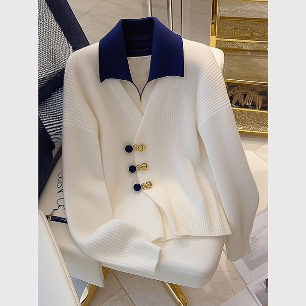 Női ruházat, kétrészes kötött pulóver felsők, niche dizájn, exkluzív temperamentum, kis illatú stílusú pulóver_voghion.com