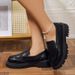 Loafer Schong Damen Nei Kleng Liederschong Déck Sohle Muffin Casual Round Head Schwaarz Déck Sohle Single Schong_voghion.com