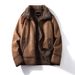 Men's Faux Shearling Fleece-Lined Jacket – Slim Fit, Stand Collar (Black/Brown, M-5XL)_voghion.com