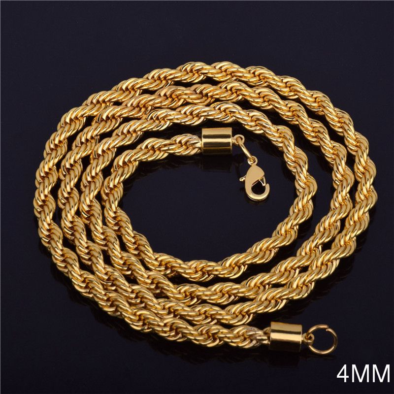 Hot Trend Jewelry Vergulde 4MM Twinkle Rope Gefrituurde Deeg Twists Ketting_voghion.com