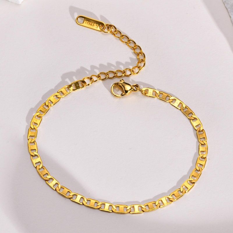 Conjunto de collar de cadena desnuda de moda, cadena de clavícula dorada, pulsera sencilla con personalidad femenina, cadena de nariz de cerdo_voghion.com