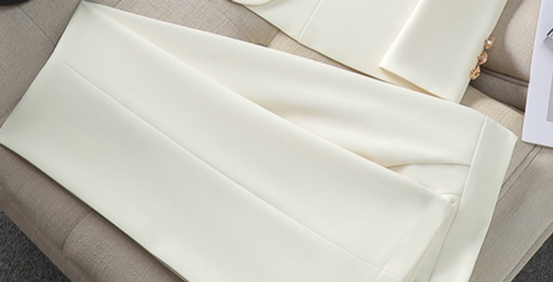 Damenbekleidung Damenanzug-Sets – Professionelles Blazer- und Hosen-Outfit für Büro, Vorstellungsgespräch, Moderation | Stretch-Polyester | Schwarz/Weiß/Pink_voghion.com