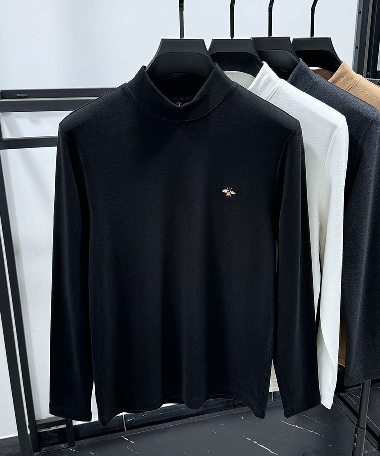 Premium Double-Layer Fleece Sweatshirt For Men – Slim-Fit Thermal Base Layer With Brushed Micro Velvet Interior, Semi-Turtleneck Winter Pullover_voghion.com