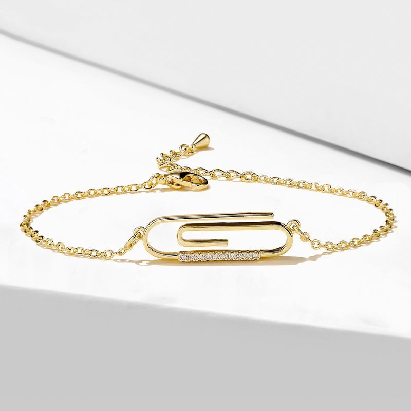 Nischendesign Mikro-Intarsien Zirkon Geometrisches Büroklammerarmband Weibliches Temperament Einfacher High-End-Handschmuck_voghion.com