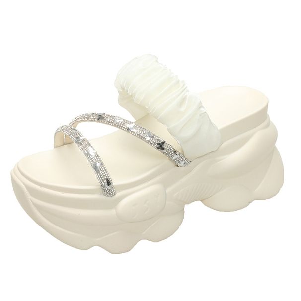 Mesh Wedge For Women, Summer New Korean Fashion Open-Toe One-Strap Beach Sandals, Trendy Outdoor Slippers_voghion.com