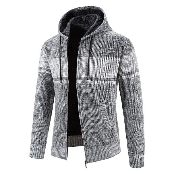 Veste pull à capuche doublée polaire pour homme – Pull zippé coupe slim avec motif color block_voghion.com
