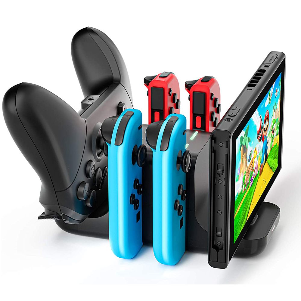 Controller-Ladegerät für Nintendo Switch, 6-in-1-Ladestation unterstützt 4 JoyCon und 2 Pro-Controller mit LED-Anzeige_voghion.com