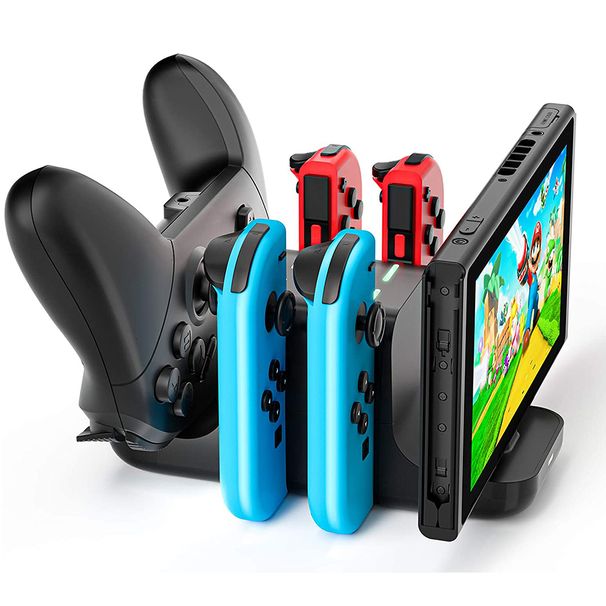 Controller-Ladegerät für Nintendo Switch, 6-in-1-Ladestation unterstützt 4 JoyCon und 2 Pro-Controller mit LED-Anzeige_voghion.com