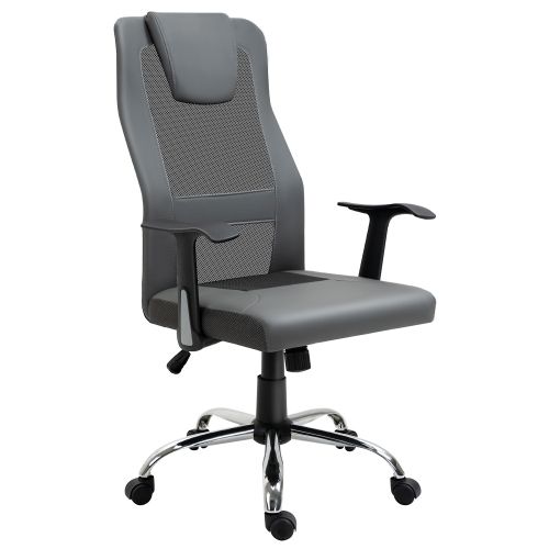 Vinsetto Ergonomischer Bürostuhl Mit Wippfunktion, Höhenverstellbar & 360° Drehbar, Schreibtischstuhl Mit Armlehnen, Bis 120 Kg, Grau_voghion.com