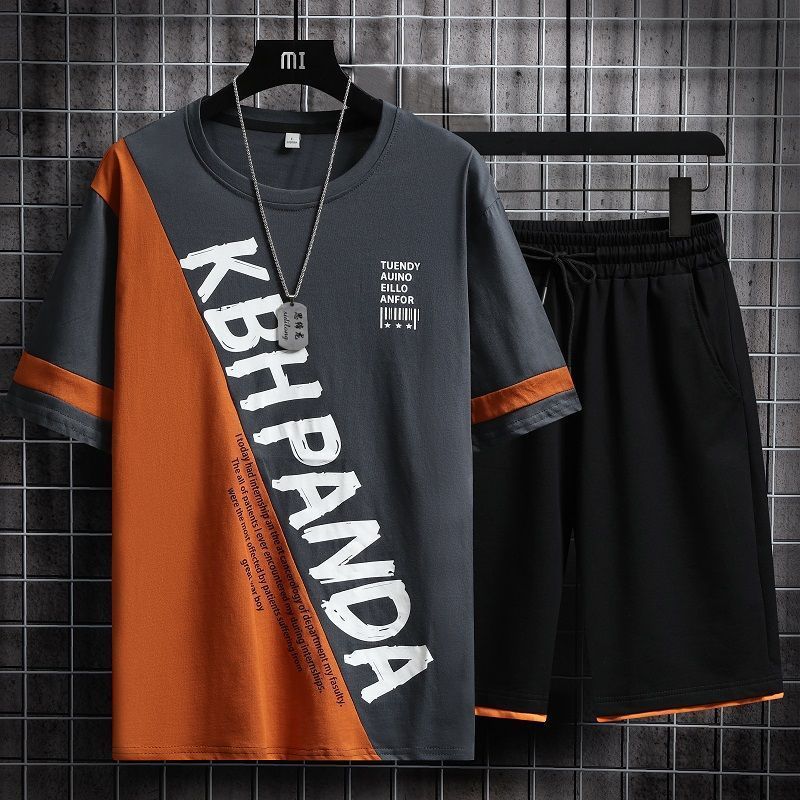 Men's Short-Sleeved T-Shirt Versatile Sports Shorts Youth Leisure Quick-Drying Round Neck Trendy Men's Suit_voghion.com