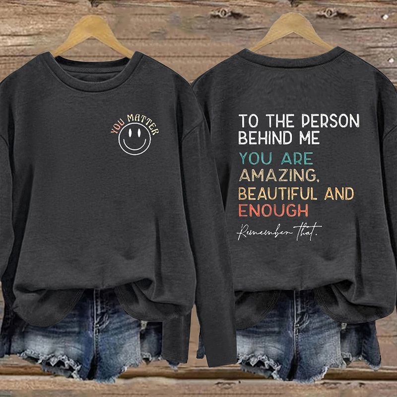 Women's Clothing smiley face interesting letter print round neck casual long sleeved T shirt_voghion.com